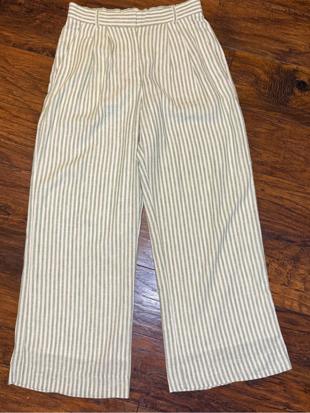 Abercrombie & Fitch Sage-Striped Linen Blend Wide-Leg Pants Size 6/28 - Picture 7 of 16